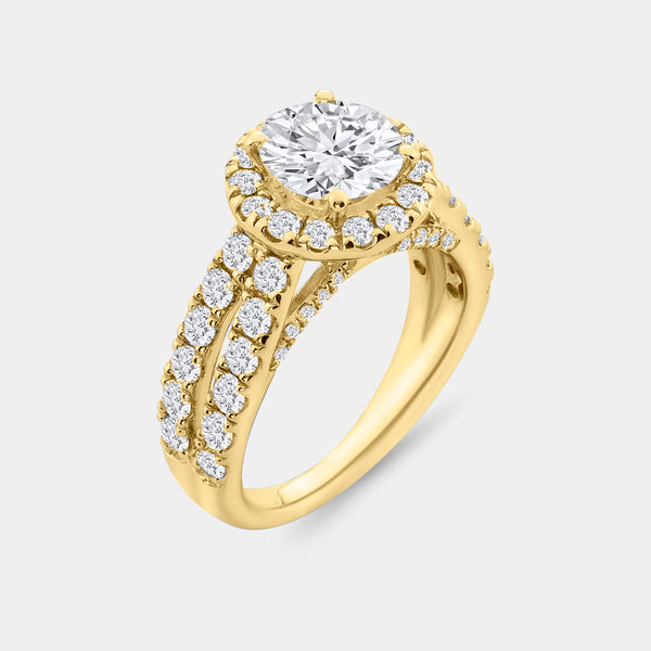 4 Carat Lab-Grown Diamond Round-Shaped Halo Bridal Ring Set — GILDED New York
