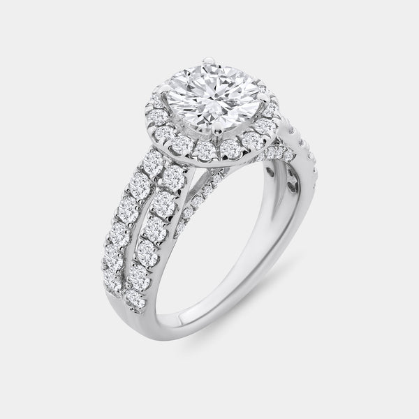 4 Carat Lab-Grown Diamond Round-Shaped Halo Bridal Ring Set — GILDED New York