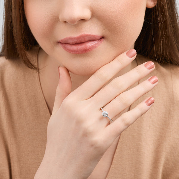 3/4 Carat Lab-Grown Diamond Round-Shaped Hidden Halo Engagement Ring with a Classic Shank — GILDED New York
