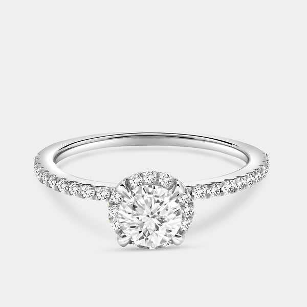 3/4 Carat Lab-Grown Diamond Round-Shaped Hidden Halo Engagement Ring with a Classic Shank — GILDED New York
