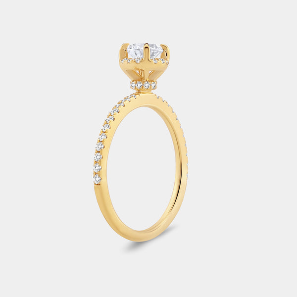3/4 Carat Lab-Grown Diamond Round-Shaped Hidden Halo Engagement Ring with a Classic Shank — GILDED New York