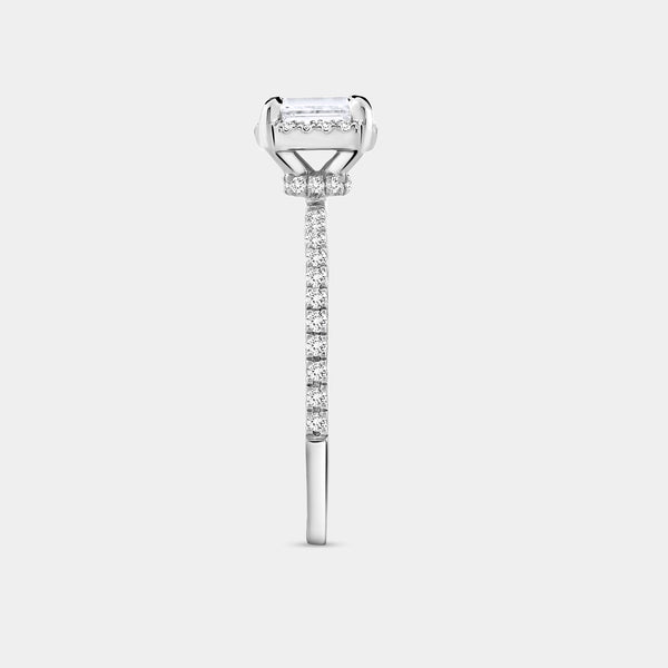 3/4 Carat Lab-Grown Diamond Emerald-Cut Hidden Halo Engagement Ring with a Classic Shank — GILDED New York