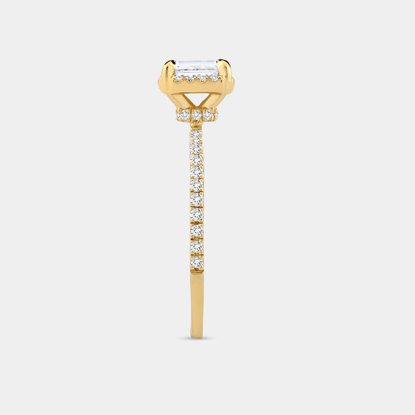 3/4 Carat Lab-Grown Diamond Emerald-Cut Hidden Halo Engagement Ring with a Classic Shank — GILDED New York