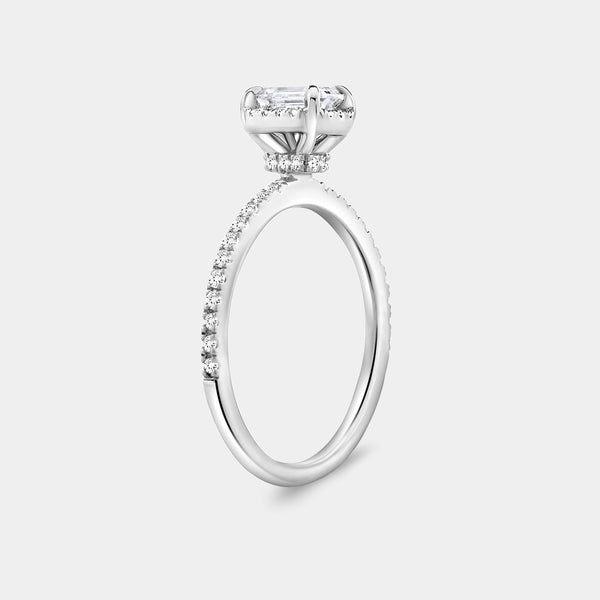 3/4 Carat Lab-Grown Diamond Emerald-Cut Hidden Halo Engagement Ring with a Classic Shank — GILDED New York