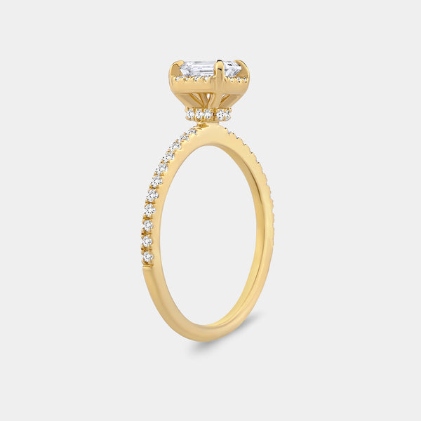 3/4 Carat Lab-Grown Diamond Emerald-Cut Hidden Halo Engagement Ring with a Classic Shank — GILDED New York