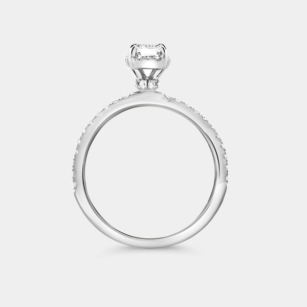 3/4 Carat Lab-Grown Diamond Emerald-Cut Hidden Halo Engagement Ring with a Classic Shank — GILDED New York