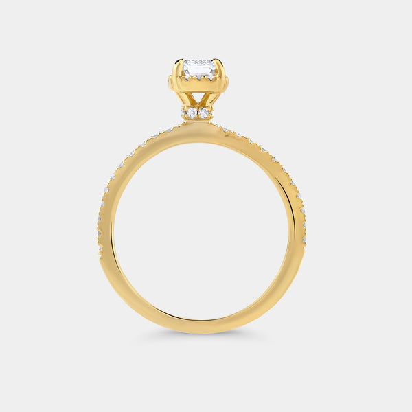 3/4 Carat Lab-Grown Diamond Emerald-Cut Hidden Halo Engagement Ring with a Classic Shank — GILDED New York