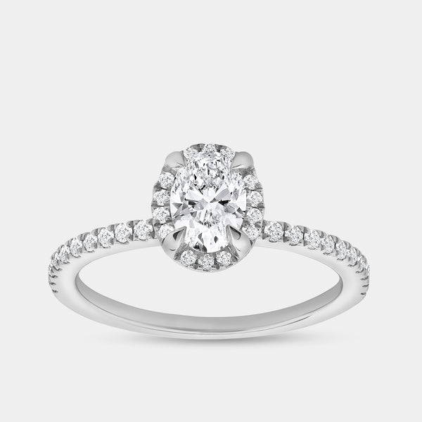 3/4 Carat Lab-Grown Diamond Oval-Shaped Hidden Halo Engagement Ring with a Classic Shank — GILDED New York