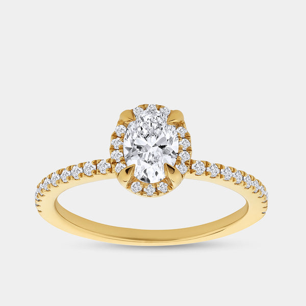 3/4 Carat Lab-Grown Diamond Oval-Shaped Hidden Halo Engagement Ring with a Classic Shank — GILDED New York
