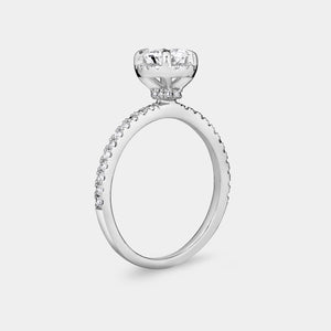 Gilded 3/4 Carat Lab-Grown Diamond Oval-Shaped Hidden Halo Engagement Ring with a Classic Shank
