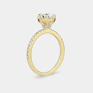 Gilded 3/4 Carat Lab-Grown Diamond Oval-Shaped Hidden Halo Engagement Ring with a Classic Shank