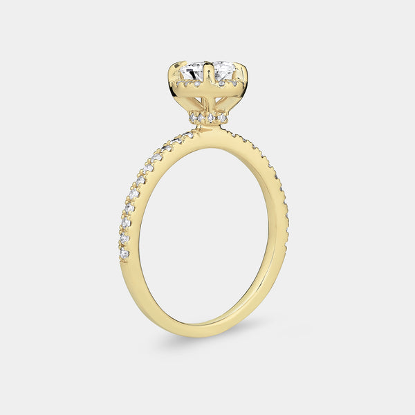 3/4 Carat Lab-Grown Diamond Oval-Shaped Hidden Halo Engagement Ring with a Classic Shank — GILDED New York