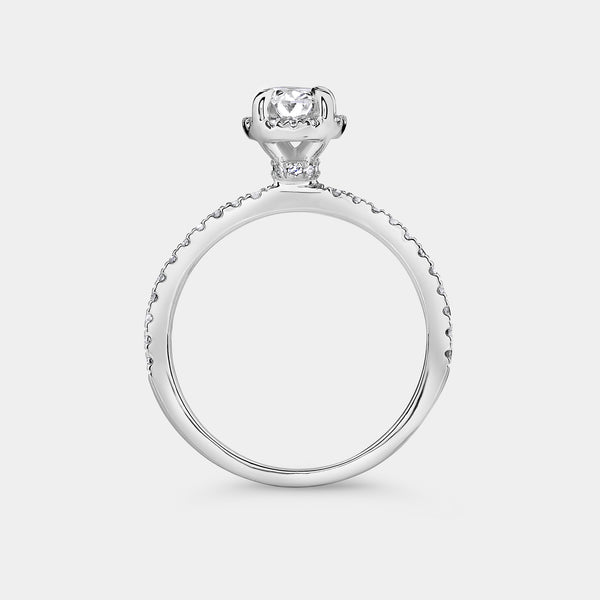Gilded 3/4 Carat Lab-Grown Diamond Oval-Shaped Hidden Halo Engagement Ring with a Classic Shank