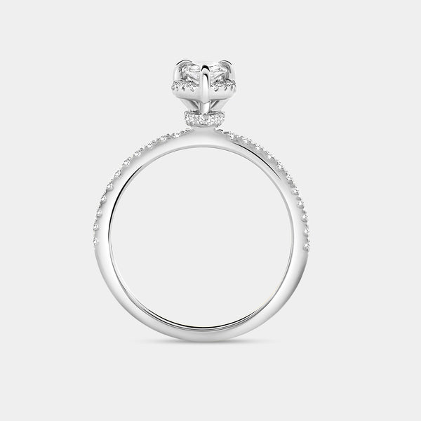 3/4 Carat Lab-Grown Diamond Pear-Shaped Hidden Halo Engagement Ring with a Classic Shank — GILDED New York