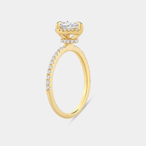 3/4 Carat Lab-Grown Diamond Pear-Shaped Hidden Halo Engagement Ring with a Classic Shank — GILDED New York