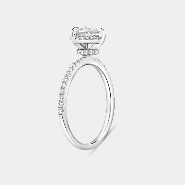 3/4 Carat Lab-Grown Diamond Pear-Shaped Hidden Halo Engagement Ring with a Classic Shank — GILDED New York