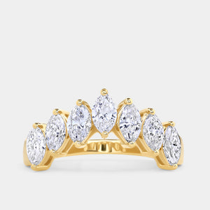 Gilded 1 and 1/10 Carat Lab-Grown Diamond Marquise-Shaped Chevron Wedding Band