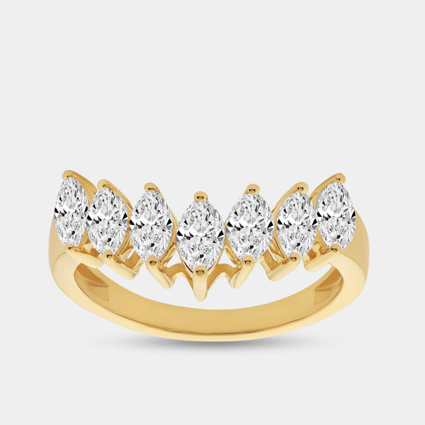 1 and 1/10 Carat Lab-Grown Diamond Marquise-Shaped Chevron Wedding Band — GILDED New York