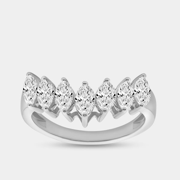 1 and 1/10 Carat Lab-Grown Diamond Marquise-Shaped Chevron Wedding Band — GILDED New York