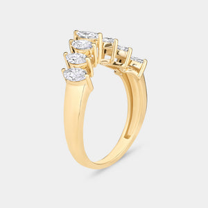 Gilded 1 and 1/10 Carat Lab-Grown Diamond Marquise-Shaped Chevron Wedding Band