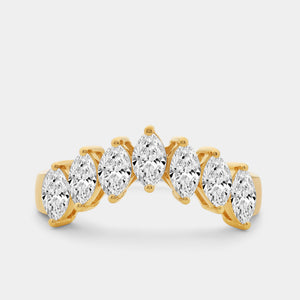 1 and 1/10 Carat Lab-Grown Diamond Marquise-Shaped Chevron Wedding Band — GILDED New York