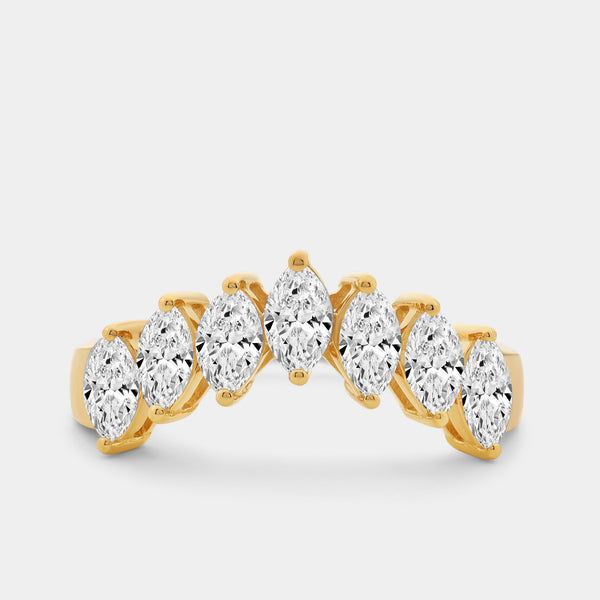 1 and 1/10 Carat Lab-Grown Diamond Marquise-Shaped Chevron Wedding Band — GILDED New York