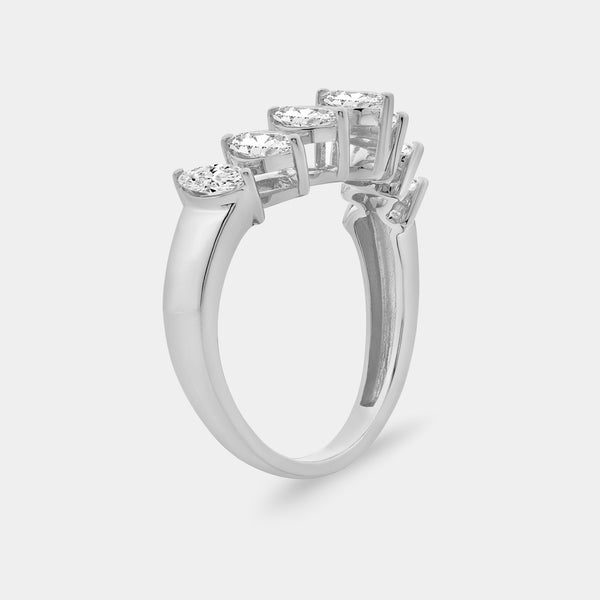 1 and 1/10 Carat Lab-Grown Diamond Marquise-Shaped Chevron Wedding Band — GILDED New York