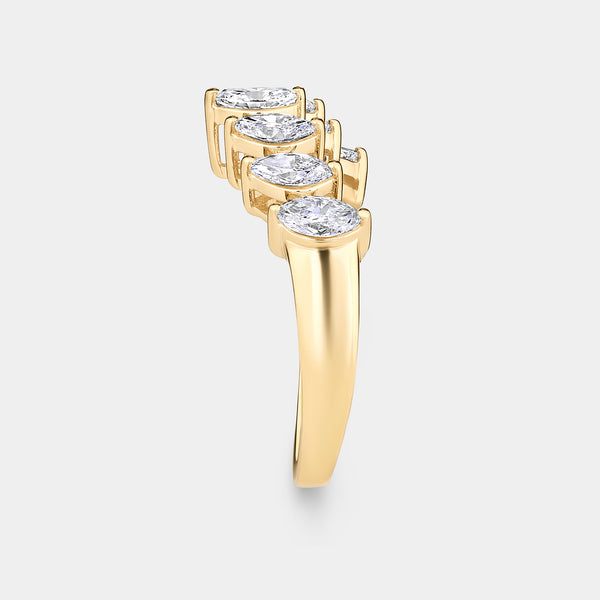 1 and 1/10 Carat Lab-Grown Diamond Marquise-Shaped Chevron Wedding Band — GILDED New York