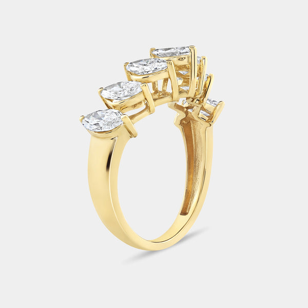 Gilded 1 and 3/4 Carat Lab-Grown Diamond Marquise-Shaped Chevron Wedding Band