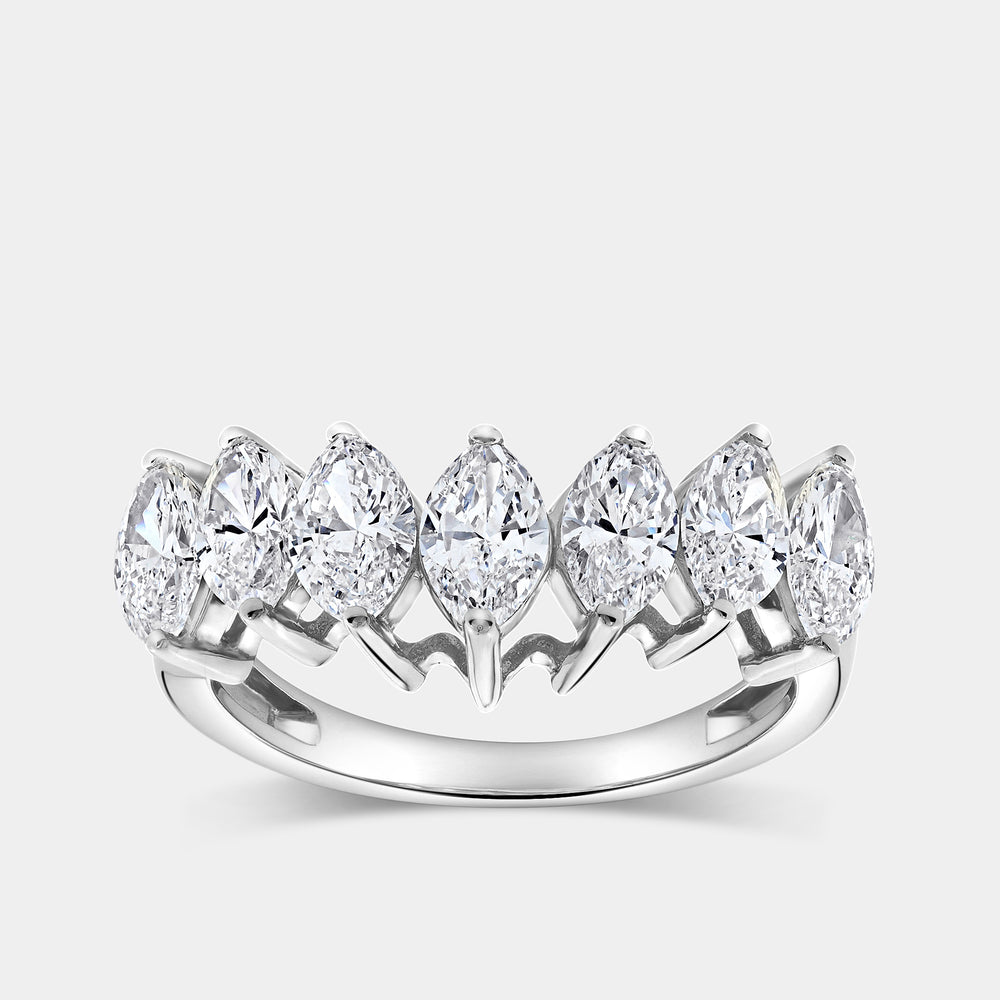 Gilded 1 and 3/4 Carat Lab-Grown Diamond Marquise-Shaped Chevron Wedding Band