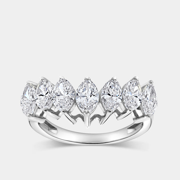 1 and 3/4 Carat Lab-Grown Diamond Marquise-Shaped Chevron Wedding Band — GILDED New York