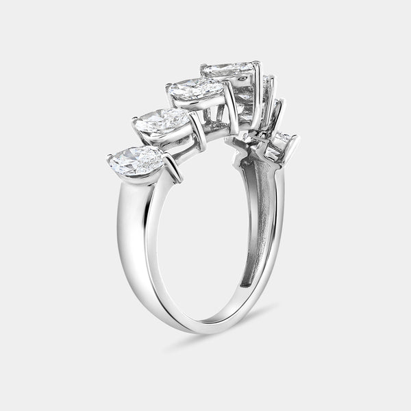 Gilded 1 and 3/4 Carat Lab-Grown Diamond Marquise-Shaped Chevron Wedding Band