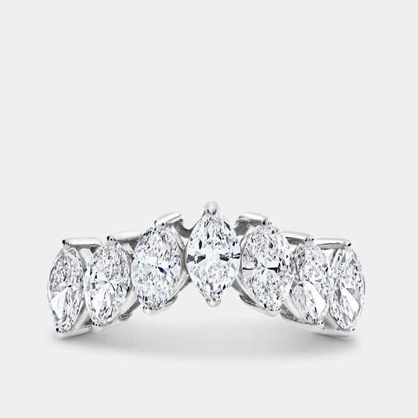1 and 3/4 Carat Lab-Grown Diamond Marquise-Shaped Chevron Wedding Band — GILDED New York