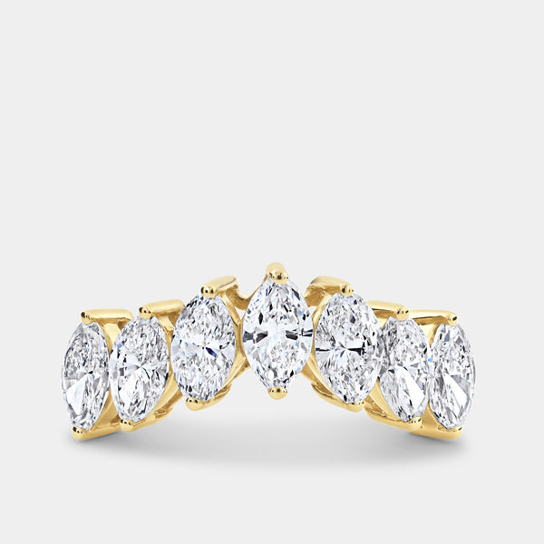 Gilded 1 and 3/4 Carat Lab-Grown Diamond Marquise-Shaped Chevron Wedding Band