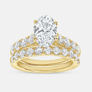 Gilded 4 Carat Lab-Grown Diamond Solitaire Oval-Shaped Bridal Set