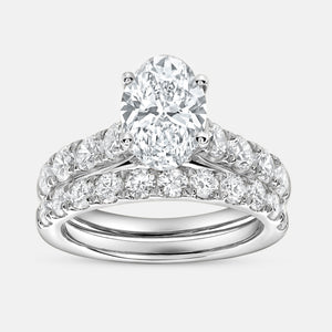 Gilded 4 Carat Lab-Grown Diamond Solitaire Oval-Shaped Bridal Set