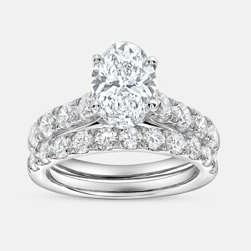 Gilded 4 Carat Lab-Grown Diamond Solitaire Oval-Shaped Bridal Set