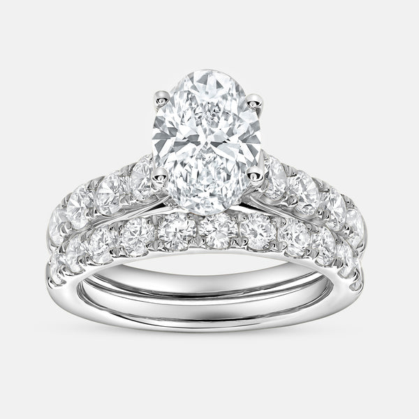 4 Carat Lab-Grown Diamond Solitaire Oval-Shaped Bridal Set — GILDED New York