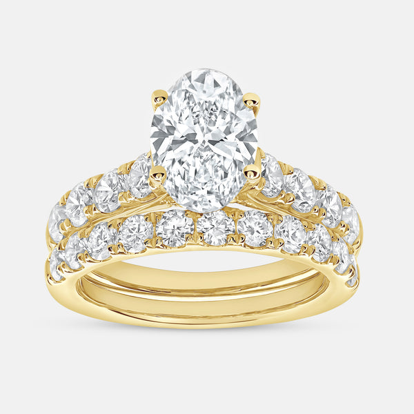 4 Carat Lab-Grown Diamond Solitaire Oval-Shaped Bridal Set — GILDED New York