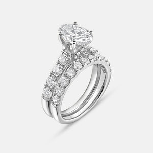 Gilded 4 Carat Lab-Grown Diamond Solitaire Oval-Shaped Bridal Set
