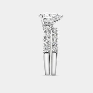 Gilded 4 Carat Lab-Grown Diamond Solitaire Pear-Shaped Bridal Set