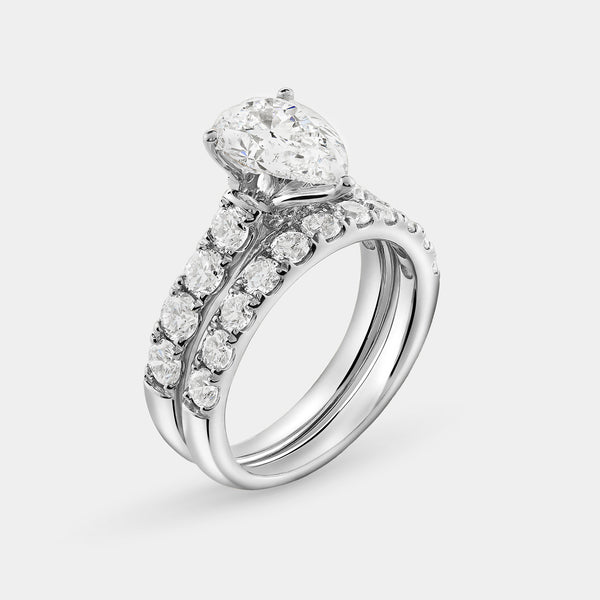 4 Carat Lab-Grown Diamond Solitaire Pear-Shaped Bridal Set — GILDED New York