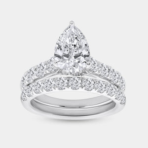 Gilded 4 Carat Lab-Grown Diamond Solitaire Pear-Shaped Bridal Set