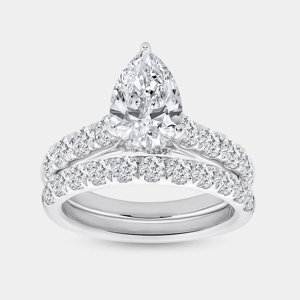 4 Carat Lab-Grown Diamond Solitaire Pear-Shaped Bridal Set — GILDED New York