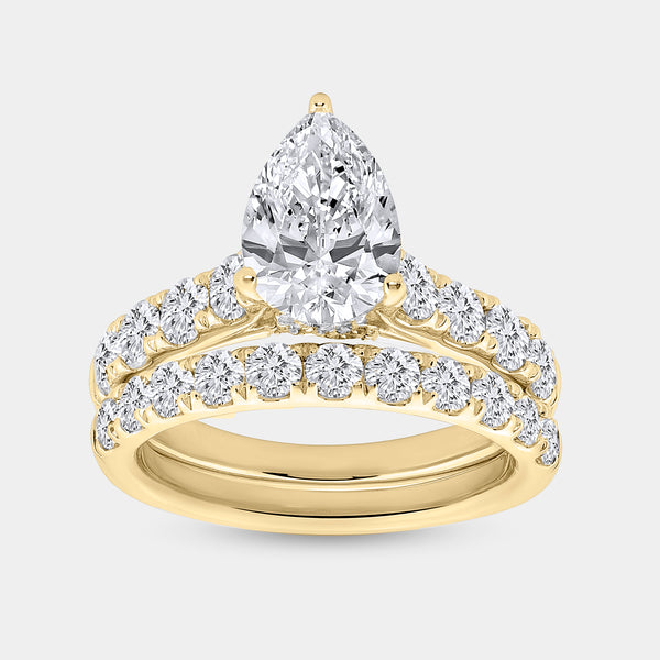 4 Carat Lab-Grown Diamond Solitaire Pear-Shaped Bridal Set — GILDED New York