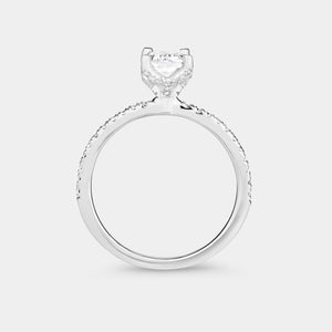 Gilded 1 and 1/4 Carat Lab-Grown Diamond Emerald-Cut Solitaire Plus Engagement Ring with a Classic Shank