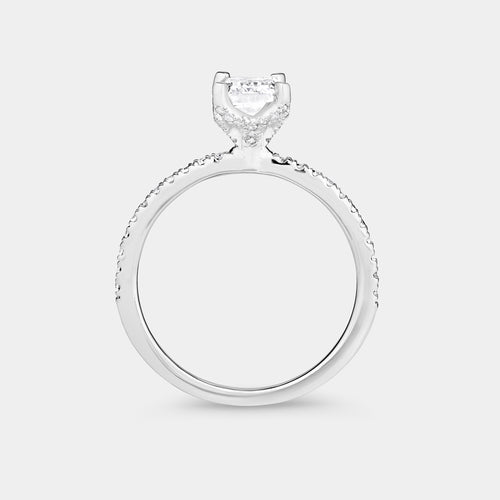 Gilded 1 and 1/4 Carat Lab-Grown Diamond Emerald-Cut Solitaire Plus Engagement Ring with a Classic Shank