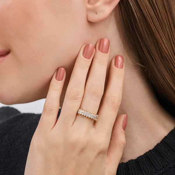 1 Carat Lab-Grown Diamond Round and Marquise-Shaped Wedding Band — GILDED New York