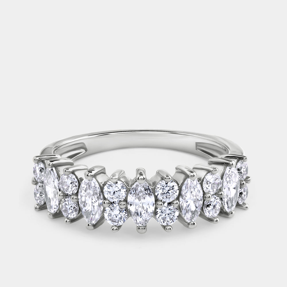 Gilded 1 Carat Lab-Grown Diamond Marquise-Shaped Wedding Band
