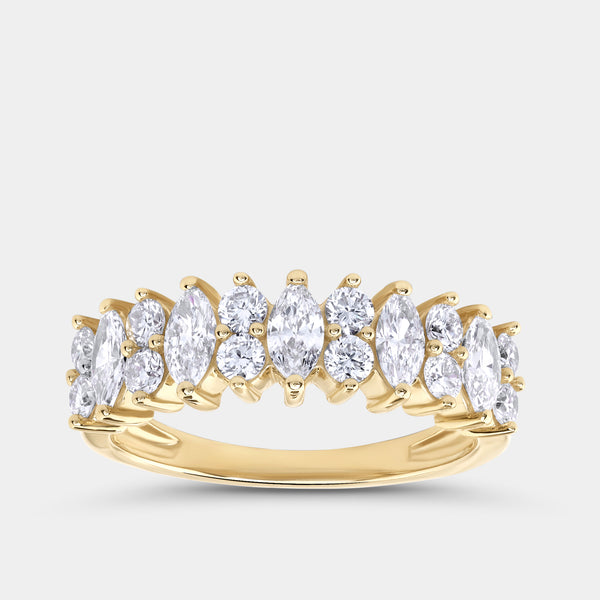1 Carat Lab-Grown Diamond Round and Marquise-Shaped Wedding Band — GILDED New York